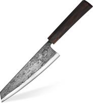 Virtuvės šefo peilis | Ebony rankena | 19 cm ilgio anglinio plieno geležtė su 61-63 HRC | Profesionalus virtuvės šefo peilis žuviai, mėsai ir daržovėms | Pjaustymo peilis Kiritsuke Bunka Utility Knife | BLACK-PEARL-19