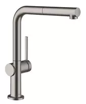 Hansgrohe M54 – kriauklės maišytuvas Talis su ištraukiamu išliejimo vamzdžiu, sBox, šlifuotas chromas, juodas 72809340