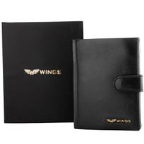WINGS Klasikinis vyriškas natūralios odos portfelis su RFID apsauga, 13x11x2 cm, juodas, elegantiškas ir saugus kasdieniam naudojimui, Leather Working Group sertifikuota kokybė dovana jam