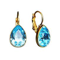 Auskarai moterims DiamondSky „Crystal Drop (Aquamarine Blue)“ su Swarovski kristalais