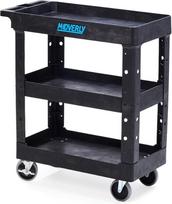 3 pakopų riedėjimo vežimėlis "Heavy Duty Utility Trolley Server Hand Cart" 86 cm x 43 cm x 98 cm su 4 besisukančiais ratais 250 kg apkrovos talpa Juoda