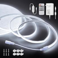 ALITOVE 24 V COB LED juosta 10 m su nuotolinio valdymo pulteliu ir maitinimo šaltiniu Cool White 6000 K neoninė šviesos juosta Lauko lanksti 3200 šviesos diodų sodo festivaliui Namų apdailos apšvietimas