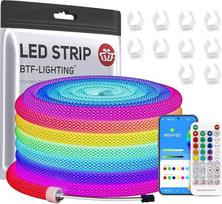 BTF-LIGHTING WS2811 RGB adresuojamas 360 laipsnių neoninių LED vamzdžių rinkinys 5 m 50 LED/M 5 V IP67 apvalus tinklelis Lanksti LED juosta su SP611E Blue-tooth valdikliu Dream Colour App Control (be maitinimo šaltinio)