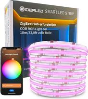 DC24V Smart ZigBee RGB COB LED juostos 10 m rinkinys, suderinamas su ZigBee Hub Bridge, Tuya Gateway ir Echo Plus, APP/Alexa valdymas balsu, spalvą keičianti reguliuojama RGB COB LED juostos šviesa