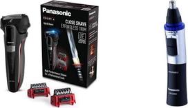 Hibridinis skustuvas "Panasonic" ES-LL41, skustuvas "3 viename", skirtas skusti, kirpti ir modeliuoti, 2 priedai, juodas ir nosies / ausų plaukelių kirpimo mašinėlė ER-GN-30K su akumuliatoriumi