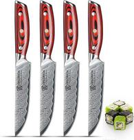WILDMOK 13 cm Damasko steiko peilių rinkinys, 4 dalių aštrus profesionalus 12,7 cm ilgio steiko virtuvės peilis, japoniškas super VG10 plieno daugiafunkcinis virtuvės peilis su pilnavidure G10 rankena
