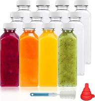 YBCPACK 12 pakuočių 500 ml skaidrių plastikinių sulčių butelių su baltais dangteliais mini šaldytuvui Tuščios daugkartinio naudojimo gėrimų talpyklos kokteiliams, pienui, sultims ir kitiems gėrimams