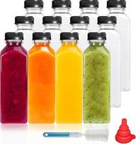 YBCPACK 12 skaidrių PET plastikinių sulčių butelių su sandarinimo dangteliais 500 ml, skirtų mini šaldytuvams, 16 oz tuščių daugkartinio naudojimo gėrimų talpyklų, skirtų kokteiliams, pienui, sultims ir kitiems gėrimams (baltas dangtelis)