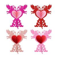 4 vnt. Valentino dienos medaus koriai stalo puošmenoms 3D blizgučiai Kupidonas Širdelės formos medaus koriai Ornamentas Romantiškas stalo ženklas Vestuvėms Valentino dienai 4pcs