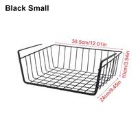 1Pcs Under Table Cabinet Storage Rack Small/Large Hanging Mesh Basket Kitchen Organizer Shelf Black Small