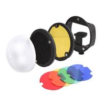 Professional Flashing Diffuser Kit With Dome, Grids, Color Gels For Enhances Photography Lighting 1