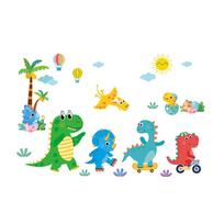 Dinozaurų parko sienų lipdukai vaikams, animacinių gyvūnų sienų lipdukai, vaikų darželio, miegamojo, namų dekoras, nuimamas sienų menas 60x90cm įvairiaspalvis