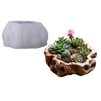 Premium Silicone Planter Mold For Resin Crafts With Realistic Wood Texture And Easy Demolding 1
