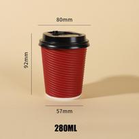 25 vnt./rinkinys 8 oz kavos puodeliai su dviguba sienele, izoliuoti popieriniai kavos puodeliai su dangteliais, vienkartiniai, dryžuoti, nešiojami popieriniai puodeliai 25pcs raudona