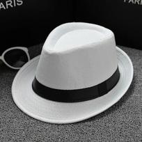 Klasikinė šiaudinė fedora skrybėlė, plačiabrylė panama, vasarinė vakarėlio fedora, proginė skrybėlė vyrams ir moterims balta