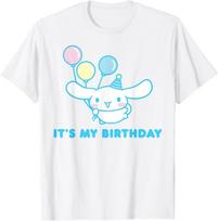 Sanrio Cinnamoroll Birthday T-Shirt Adult Classic Fit, Blue Crew Neck, Short Sle S