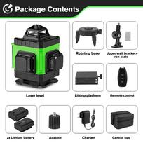 HGLINE 16 linijų 4D 360° skersinis lazerinio lygio galios ekranas horizontalus vertikalus nivelyras Aukšto profesionalaus lazerinio lygio įrankis 2xBattery-EU Plug