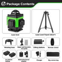 HGLINE 16 linijų 4D 360° skersinis lazerinio lygio galios ekranas horizontalus vertikalus nivelyras Aukšto profesionalaus lazerinio lygio įrankis 120cm Tripod Set