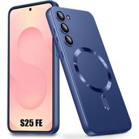 Coque Magnétique - BOOLING - pour Samsung Galaxy S25 FE - Silicone Souple - Bleu Marine mėlyna