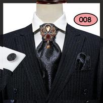 Auksinis Ascot su sagė vyrams Paisley Silk Cravat Tie Hanky ​​Rankogalių sąsagų rinkinys Oficialioms vestuvėms AS-0023
