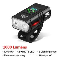 1000LM dviračio žibinto priekinis žibintas T6 dviračio žibintuvėlis LED USB įkraunamas žibintuvėlis aliuminio lydinio dviračių tolimųjų šviesų žemųjų šviesų priedai