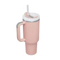 Puodelis su rankenos dangteliu šiaudelis 40 uncijų nerūdijančio plieno vandens butelis vakuuminis termosas puodelis kelioninis automobilio terminis kavos puodelio dangtelis Sport 40oz (1200ml)