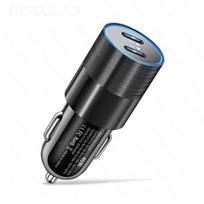 40W USB C greitas automobilinis įkroviklis 2 prievadų Type C PD automobilinis įkroviklis iPhone 13 12 11 Pro Max Samsung mobiliajam telefonui maitinimo adapteris automobilyje juoda