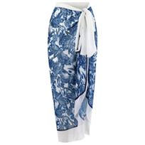 New One-piece Swim Strap Suit for Women Tight Retro Printed Swimsuit Chiffon Long Skirt Suit S
