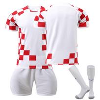 2223 Kroatijos namų futbolo marškinėliai, šortai, kojinės, komplektas, nauji šortai, kojinės, suaugusiųjų dydžiai, apranga S white