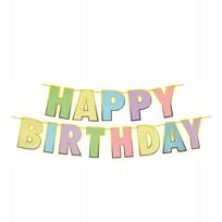 Laimingo Birhday gimtadienio girlianda spalvinga popierinė sienų apdaila 5m 1 vnt., Laimingo Birhday gimtadienio girlianda spalvinga popierinė sienų apdaila 5m 1 vnt.