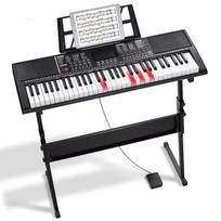 Elektrinis klavišinis pianinas su reguliuojamu stovu