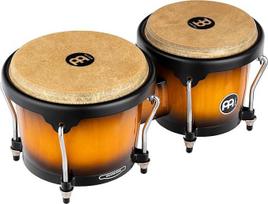 "Meinl Percussion Bongos Headliner Wood" - 2 rankiniai būgnai su 6,75 ir 8 colių būgnais - įskaitant derinimo raktą - Siamo ąžuolas, Vintage Sunburst (HB100VSB)