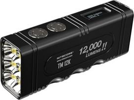 "Nitecore TM12K" žibintuvėlis su akumuliatoriumi, 12000 liumenų, 250 m spindulio nuotolis, USB-C, LED žibintuvėlis lauke, juodas