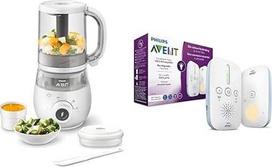 "Philips AVENT" kūdikių maisto ruošimo aparatas "4 viename" SCF883/01, garintuvas, garinimas, maišymas, 1000 ml talpos, baltas, ir garso monitorius SCD503/26 - DECT technologija, krištolo skaidrumo garsas, baltas