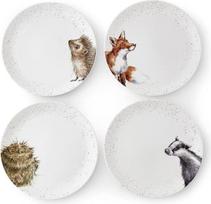 "Wrendale Designs Royal Worcester" dviejų dydžių keraminių lėkščių rinkinys, sudarytas iš 4 dalių (26 cm vakarienės lėkštės)