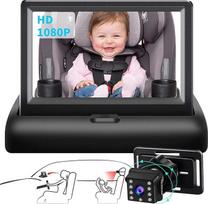 1080P kūdikių automobilio veidrodžio kamera, naktinio matymo kūdikių automobilio sėdynės veidrodis, 4.3 HD naktinio matymo kūdikių automobilio kamera, reguliuojama kūdikių automobilio kamera su plačiu krištolo skaidrumo vaizdu, puikus naktinis matymas