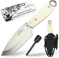 JEO-TEC Nº10 Bushcraft Knife - Išgyvenimo peilis stovykloje - Lauko pilnaviduris peilis - Stovyklavimo peilis - 10 cm geležtė MOVA - dėklas ir ugniai atsparus plienas - Rankų darbo Ispanijoje