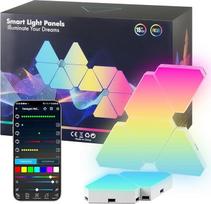 LED žaidimų panelės, LED išmanusis sieninis apšvietimas, "WiFi RGB" su IC muzikos sinchronizavimu, sienų apšvietimo trikampiai, programėlės valdymas, veikia su "Alexa", "Google" kambario ir žaidimų dekoracijomis, 10 vnt.