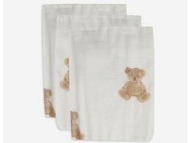 Jollein muslino audinio merliukai 31x31 cm Teddy bear 3vnt