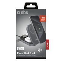 SBS 3-in-1 Foldable Wireless Charging Station QI2 MFI – Made for Apple iPhone – juodos spalvos