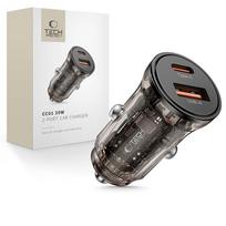 Tech-Protect CC01 30W 2-Prievado USB-A / USB-C Automobilinis Įkroviklis - Juodas