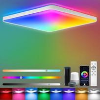 24 W RGB RGB lubų šviesos diodų šviesos diodų apšvietimas su nuotolinio valdymo pultu, "Smart App" lubų apšvietimas su 16 milijonų spalvų keitimo skydeliu, 2400 LM su "Alexa" lempomis miegamajam, svetainei