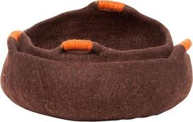Dharma Dog Karma Cat, Korb, super bequemes Griffmodell für Hunde und Katzen, ideal zum Ausruhen und Entspannen, braune Farbe, Größe M 50 x 50 x 15 cm