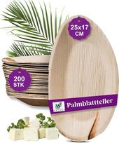 Ekologiški palmių lapų stalo indai - 200 vnt., ovalo formos, 25 cm, pakuotė - kompostuojamos vienkartinės lėkštės - ekologiški vakarėlių stalo indai Panašūs į vienkartines bambuko lėkštes