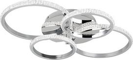 Reality Leuchten Cires R67364106 LED lubų šviestuvas Metalinis chromo akrilo kristalo efektas su 27 vatų LED jungikliu ir reguliatoriumi