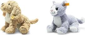 Steiff Soft Cuddly Friends Berno Goldendoodle 26 cm, pliušinis žaislas ir Cassie Cat Ice Blue/White 26 cm, Soft Cuddly Friends, Pliušinis žaislas katė