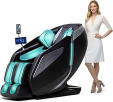 Viso kūno masažo kėdė su "Bodyscan 4D" robotinėmis rankomis, išmaniuoju Shiatsu masažo sėdynės užvalkalu su balso funkcija ir nugaros šildymu (juoda)