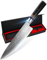 YAIBA Damasko peilis virėjo peilis 20 cm, japoniškas peilis 67 sluoksnių damasko plieno VG10 šerdis, virėjo peilis Damasko peilis su ergonomiška Micarta rankena [Dovanų dėžutė]