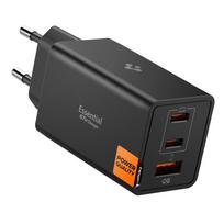 Spigen Essential EE673EU 3-jų prievadų įkroviklis 2xUSB-C 1xUSB-A 67W - juodas