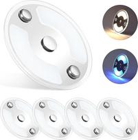 4 x 12 V LED lubų lemputė karavano plokščia reguliuojamo apšvietimo panelė 75 mm 235 LM su jutikliniu jungikliu Paviršinė montuojama šviesa kemperiui, valčiai, karavanui, jachtai, automobiliui, dvi spalvos (3000 K/mėlyna)
